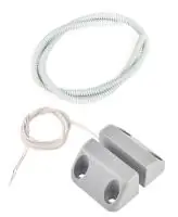 Извещатель охранный магнитоконтактный точечный, защитный пластмассовый гофрорукав, цвет - серый